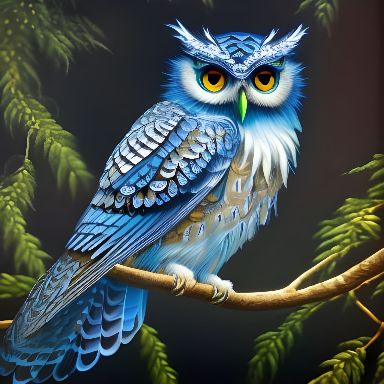 Pretty boy Blue owl in the woods