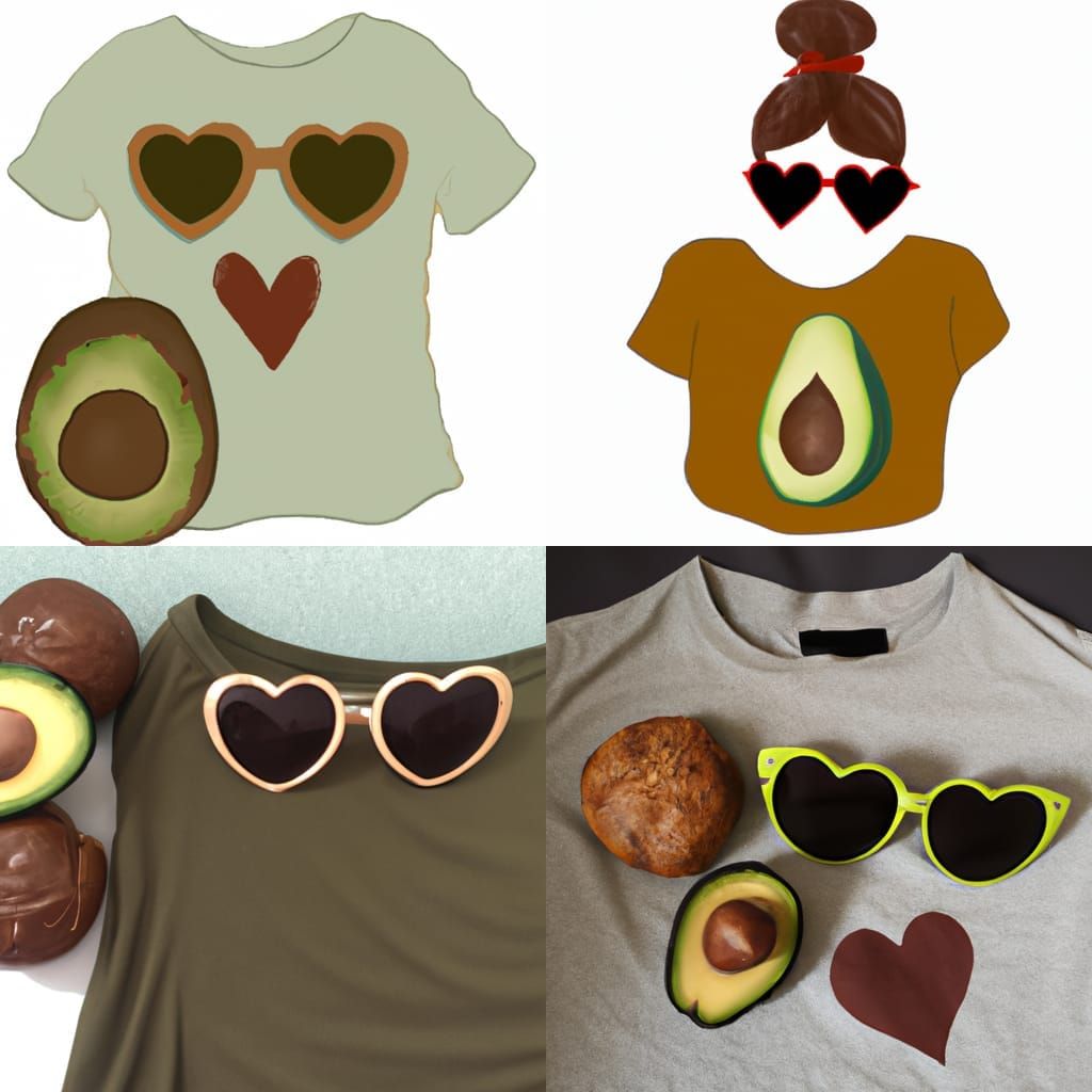 Avocado Shirt, Heart Sunglasses, Brown Bun