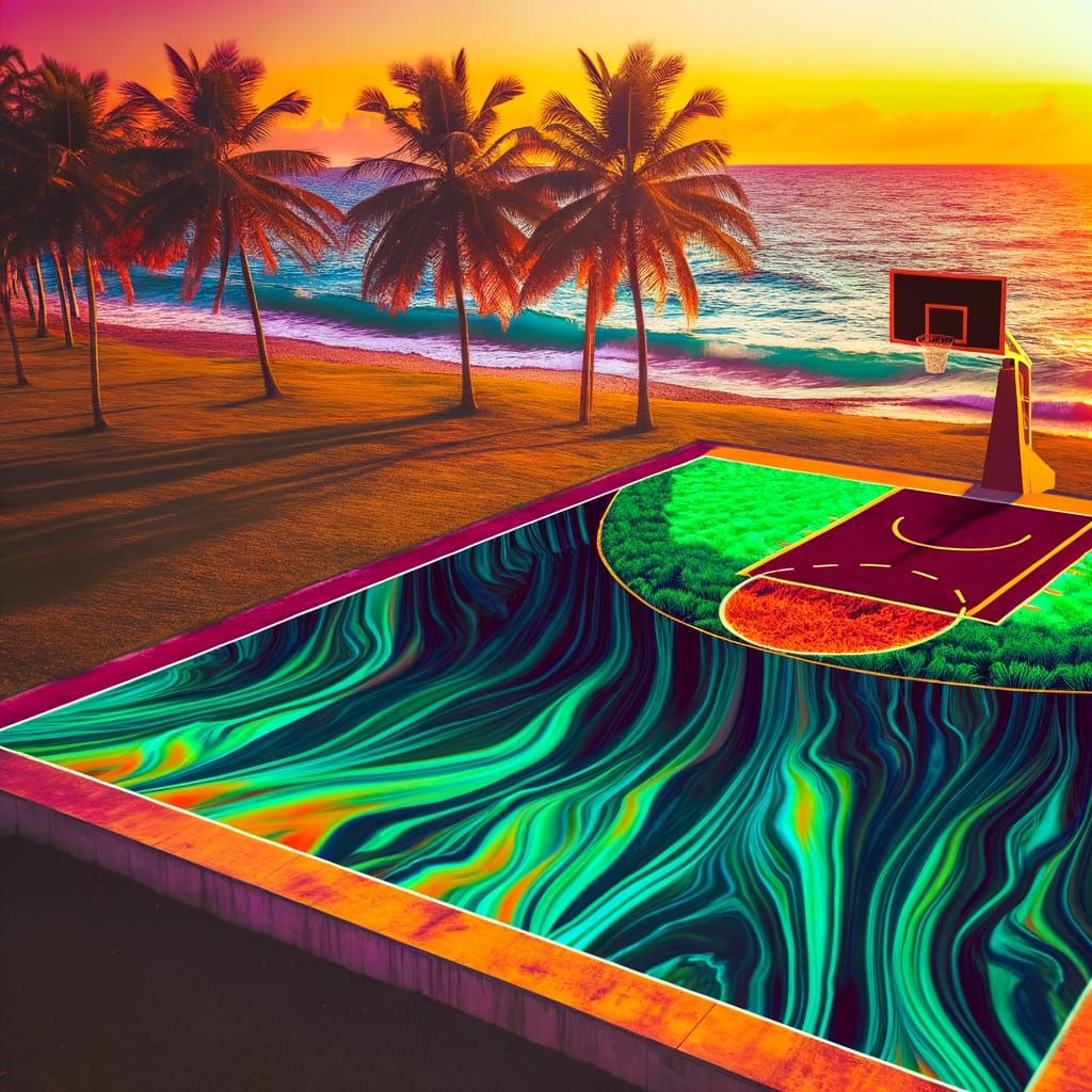 Oceanside Plant Basketball Court at Sunset