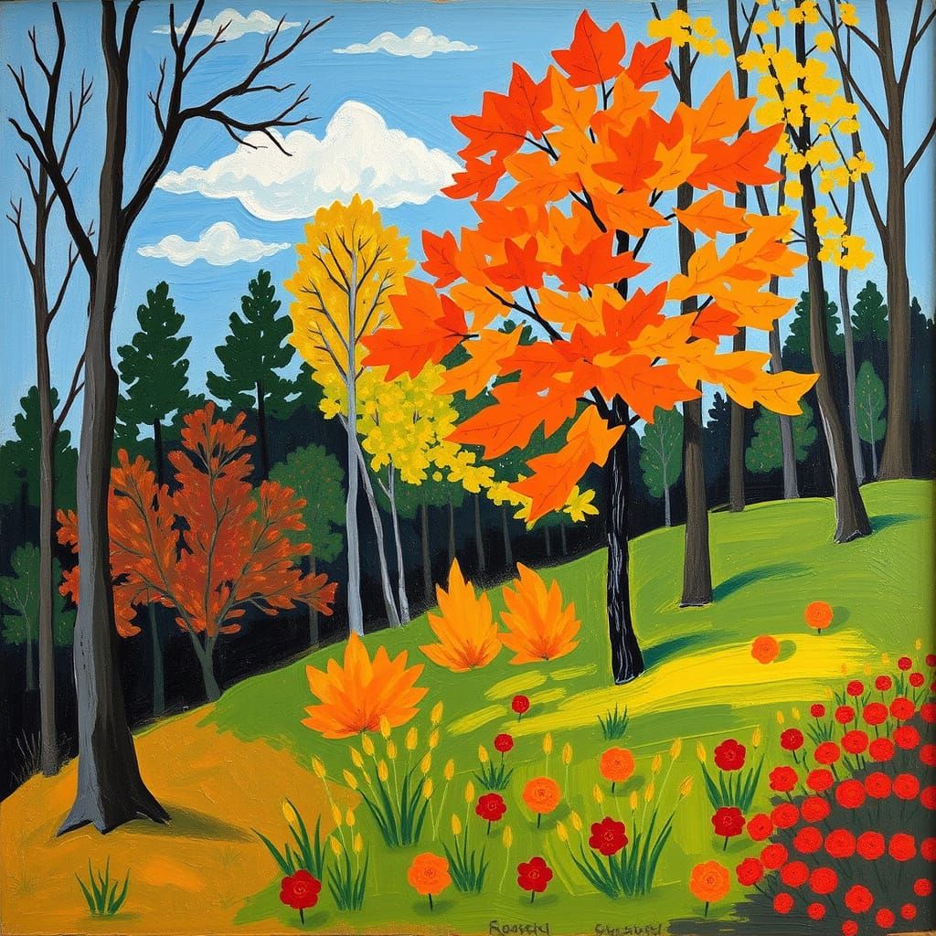 Autumn Woodlands in Matisse Style