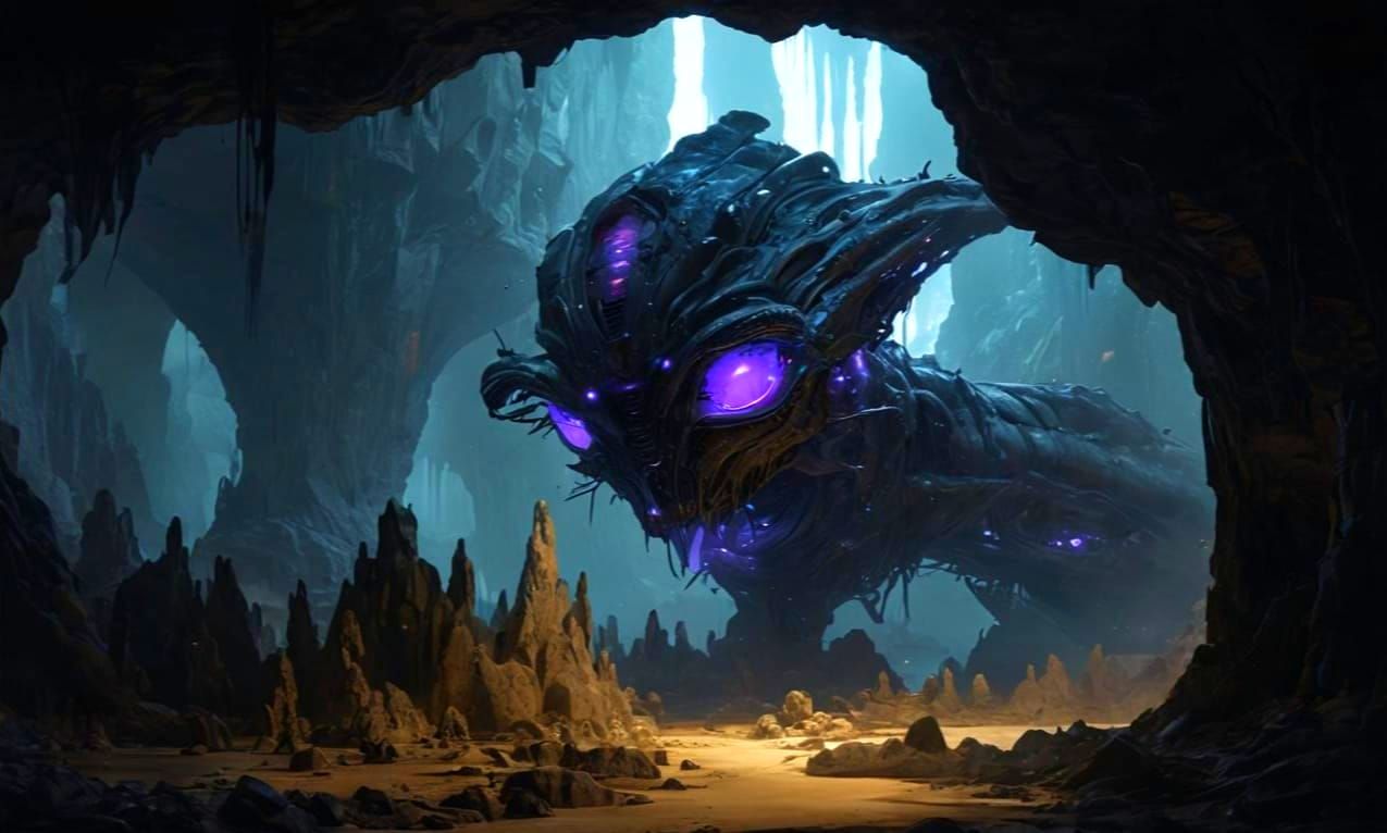 Ethereal Cave City in Dark Fantasy Realm