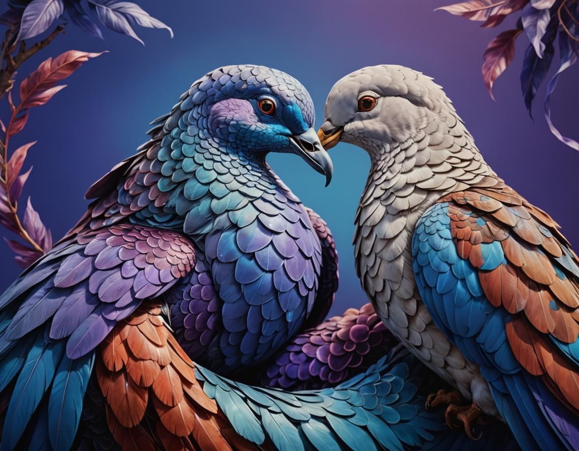 Intertwined Serpent and Dove in Photorealistic Detail