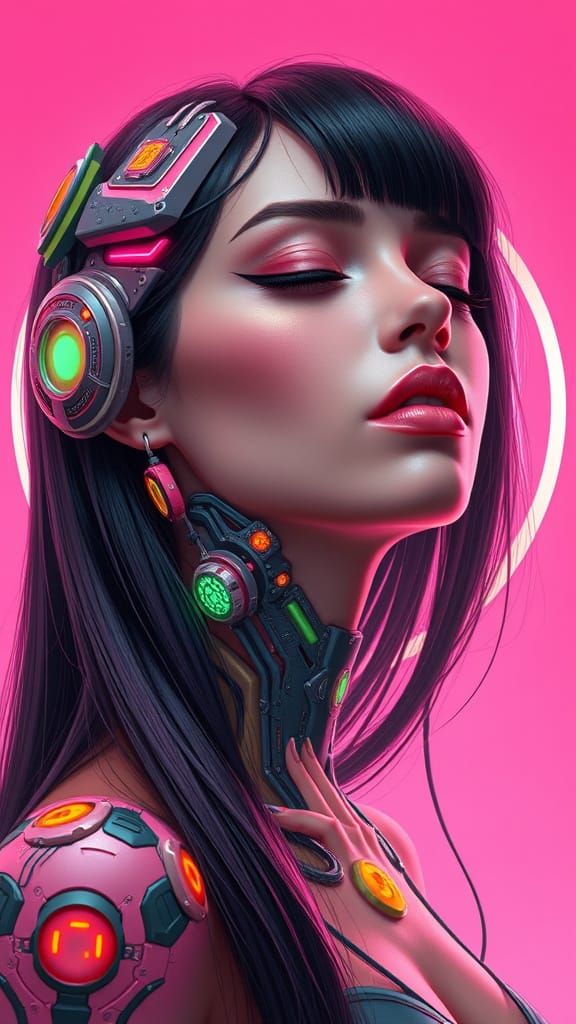 Cyberpunk Goddess in Hyperrealistic Digital Art
