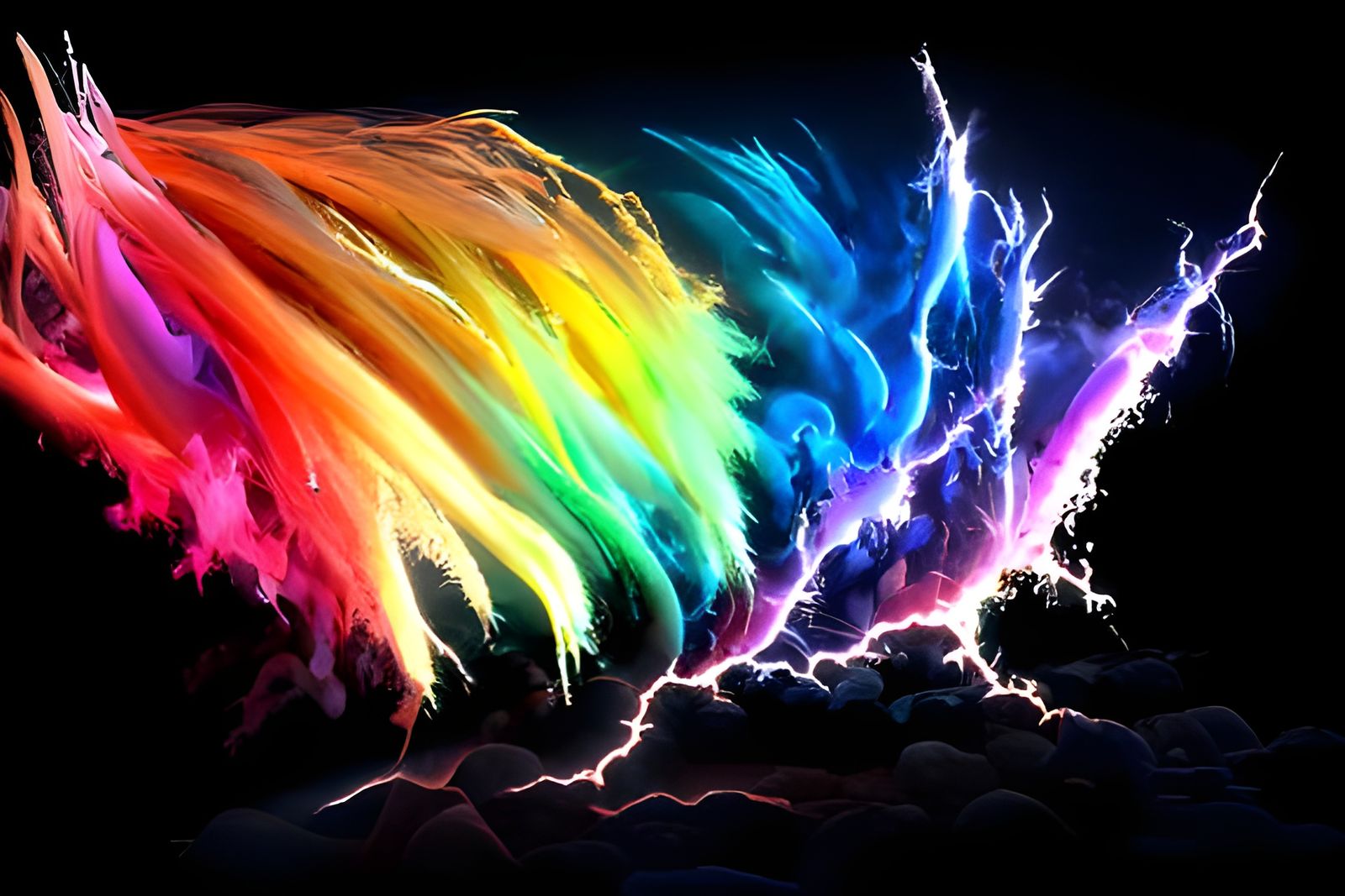 Rainbow Lightning Hybrid in Hyperreal Digital Art