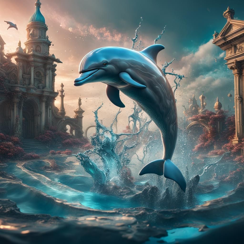 Surreal Dolphin in Detailed Matte Painting