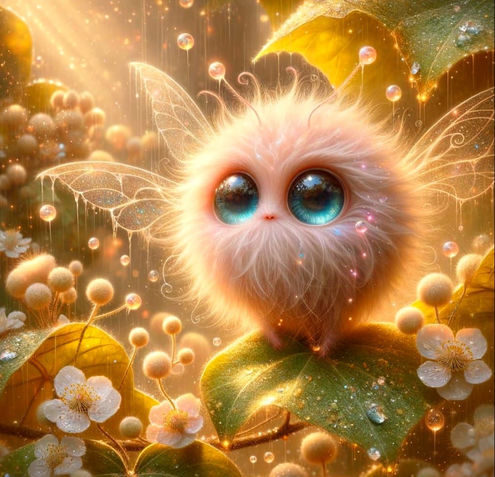 Pink Fluffy Creatures in a Magical Forest Scene