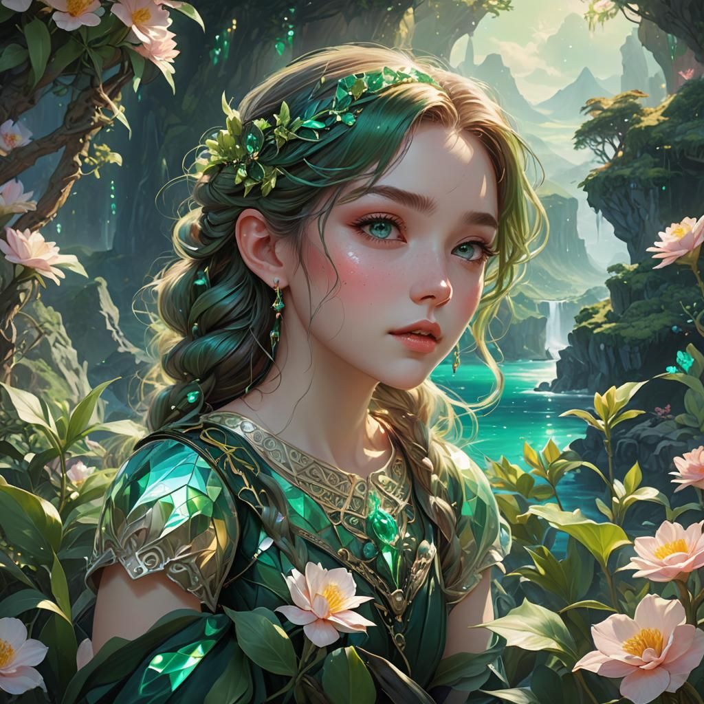 Emerald Isles Fantasy Oil Painting in Pastel Colors