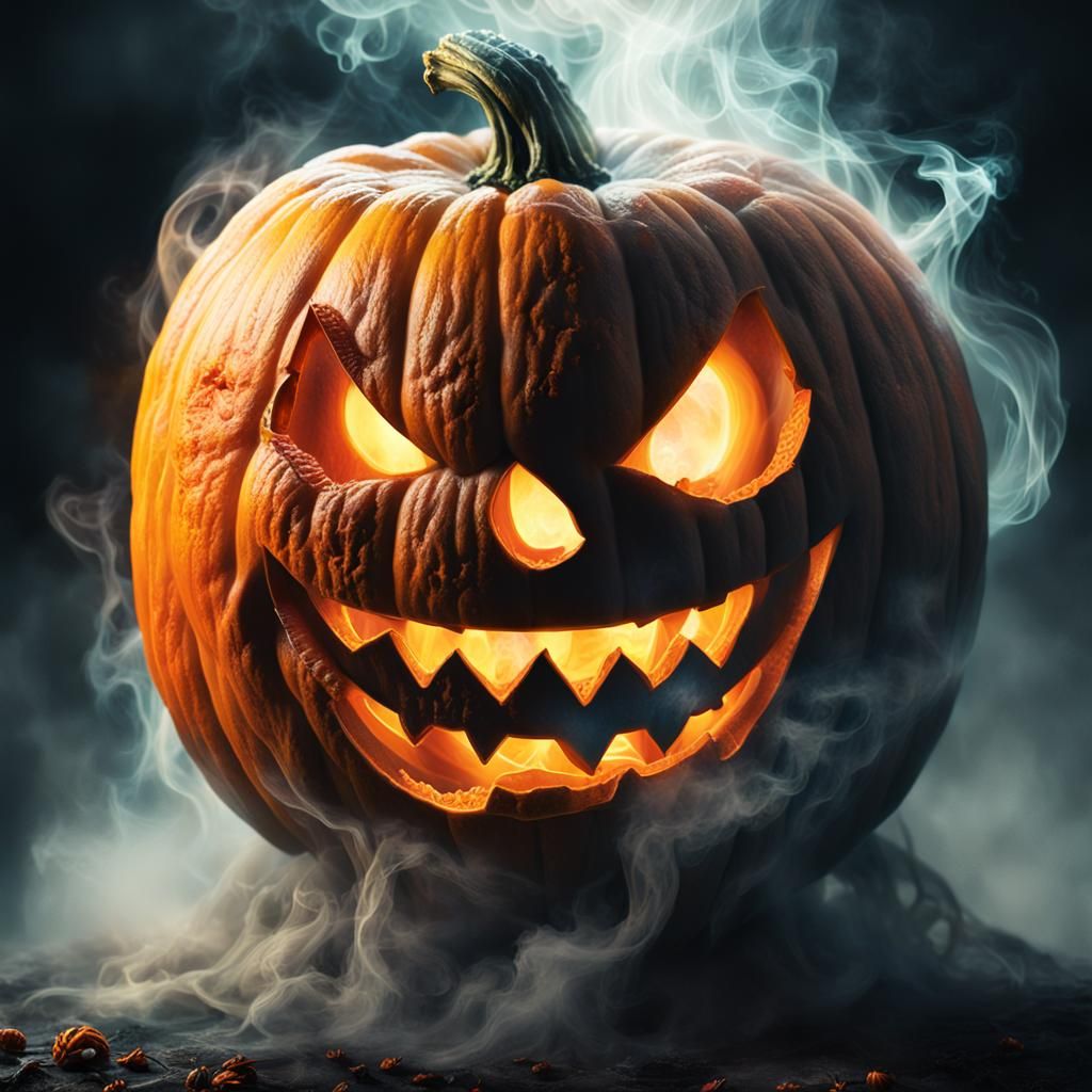 Ethereal Jack-o'-Lantern Concept Art in Fiery Colors