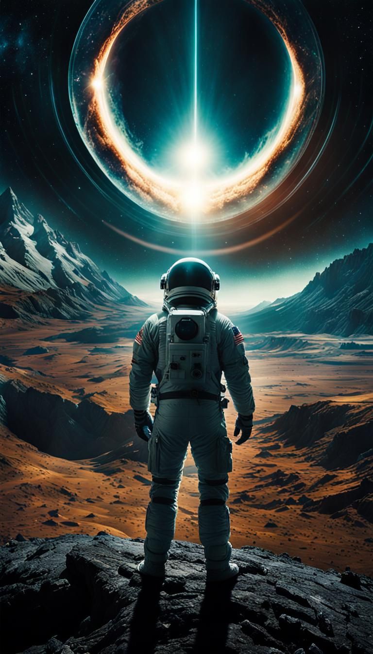 Astronaut Meets Alien Eye: A Cinematic Space Horror