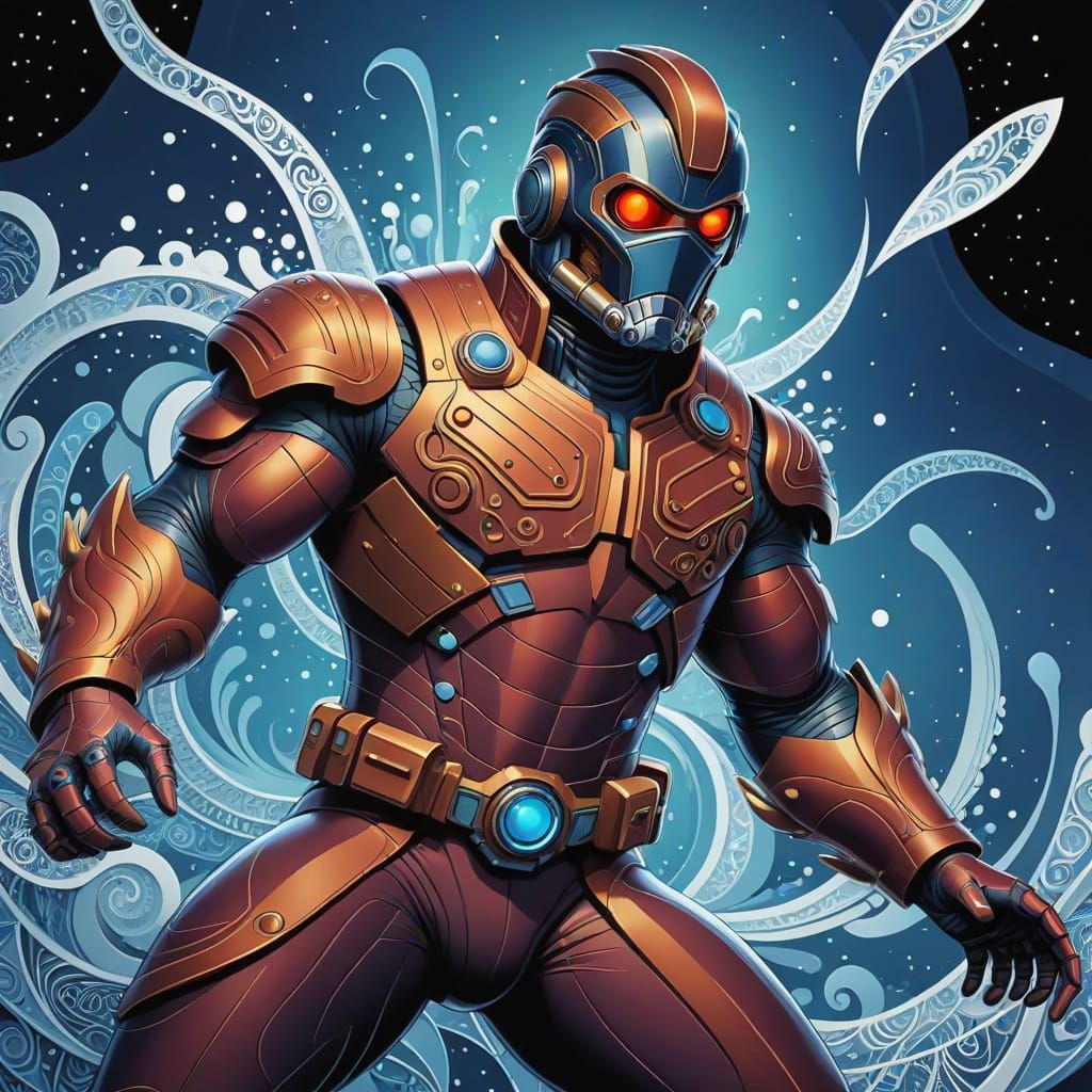 Abstract Star-Lord Portrait in Fractal Vector Style