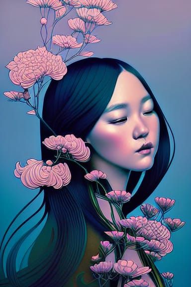 Elegant Feminine Digital Art in Fantasy Style