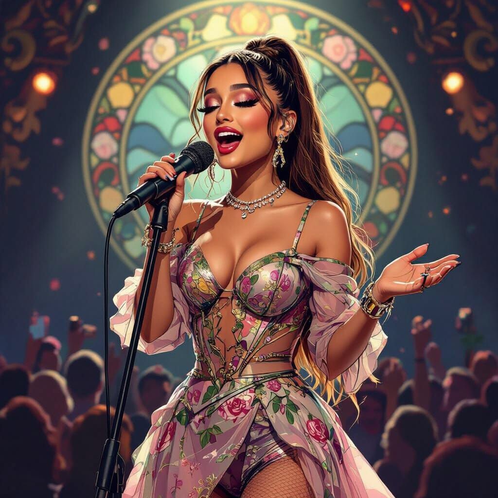 Singer on Stage in Art Nouveau Style