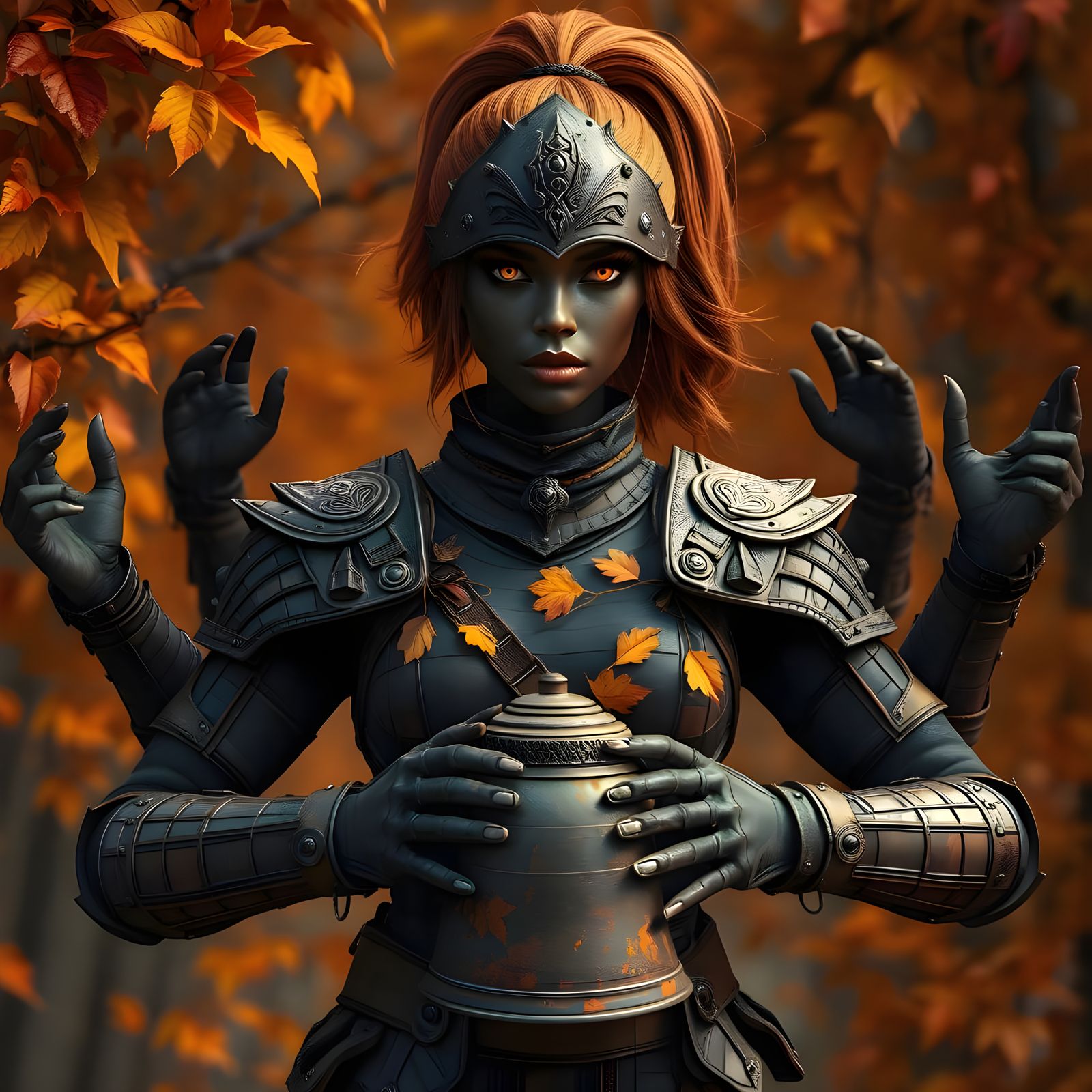 Autumn Goddess in Matte Paint Style