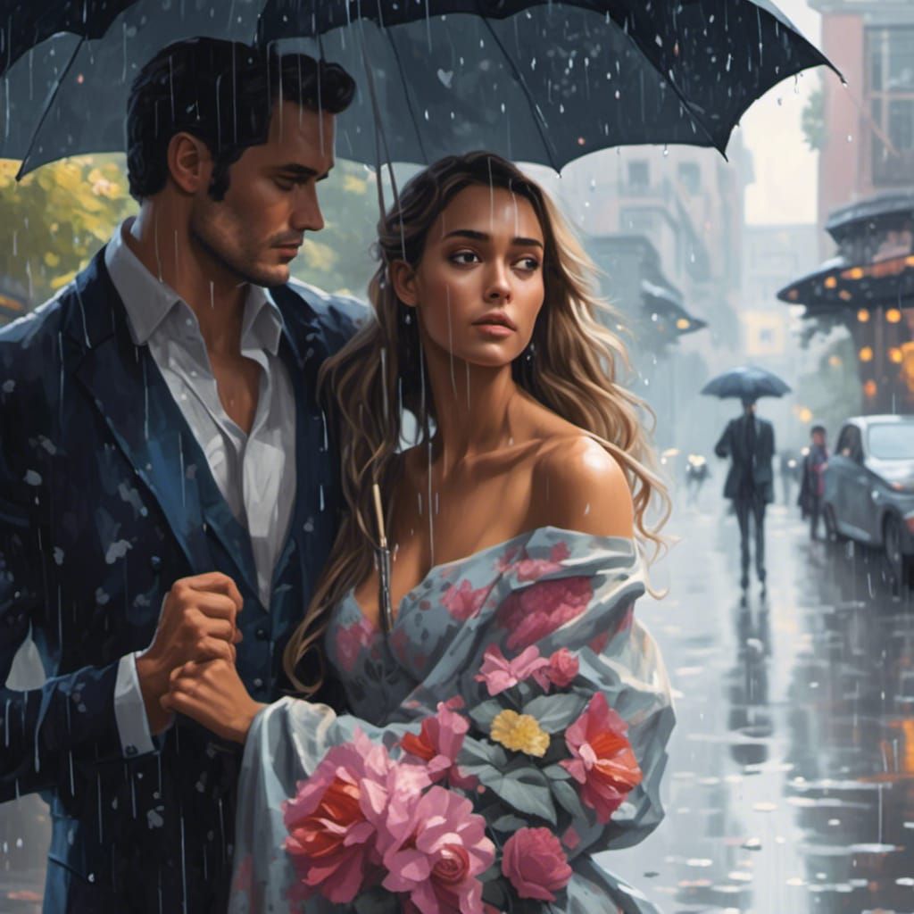 A couple and their umbrella