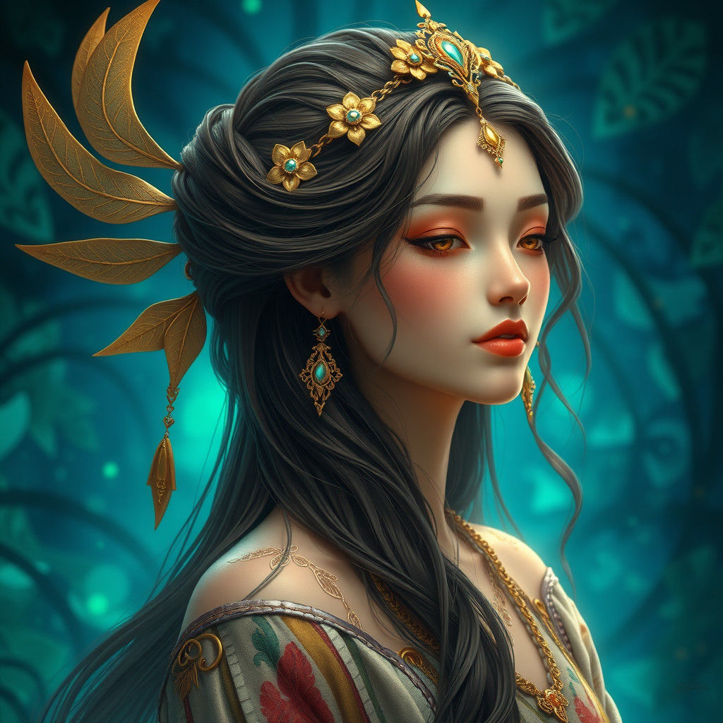 Benevolent Goddess with Flowing Hair