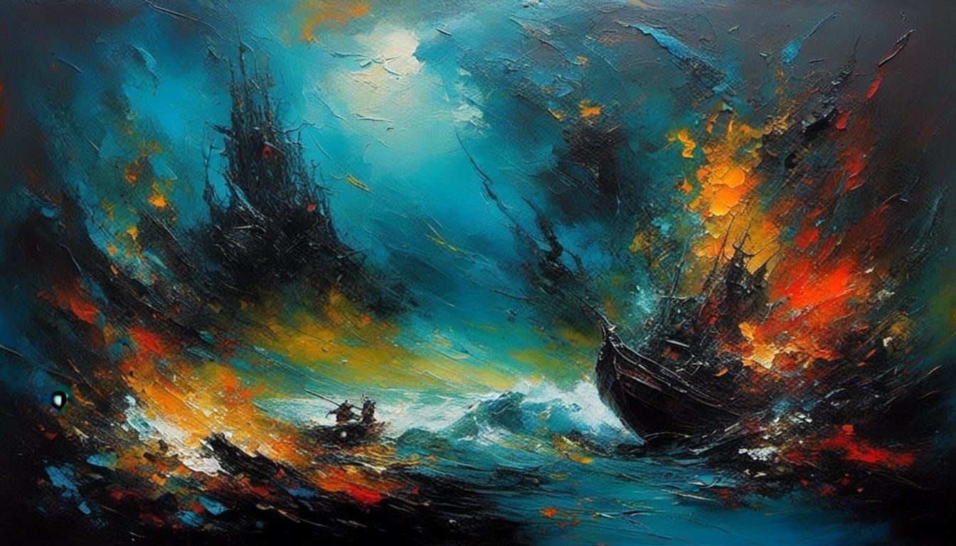Epic Abstract Fantasy Impasto Oil Painting