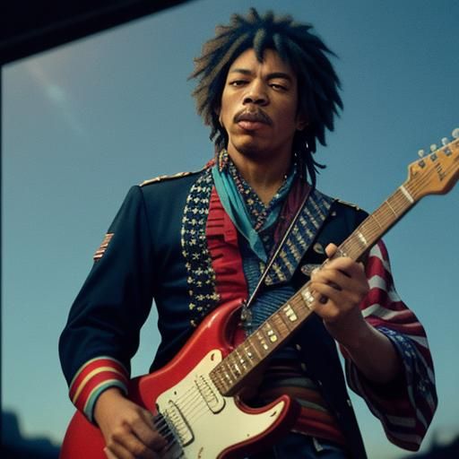 Cinematic Still Inspired by Jimi Hendrix's Anthem