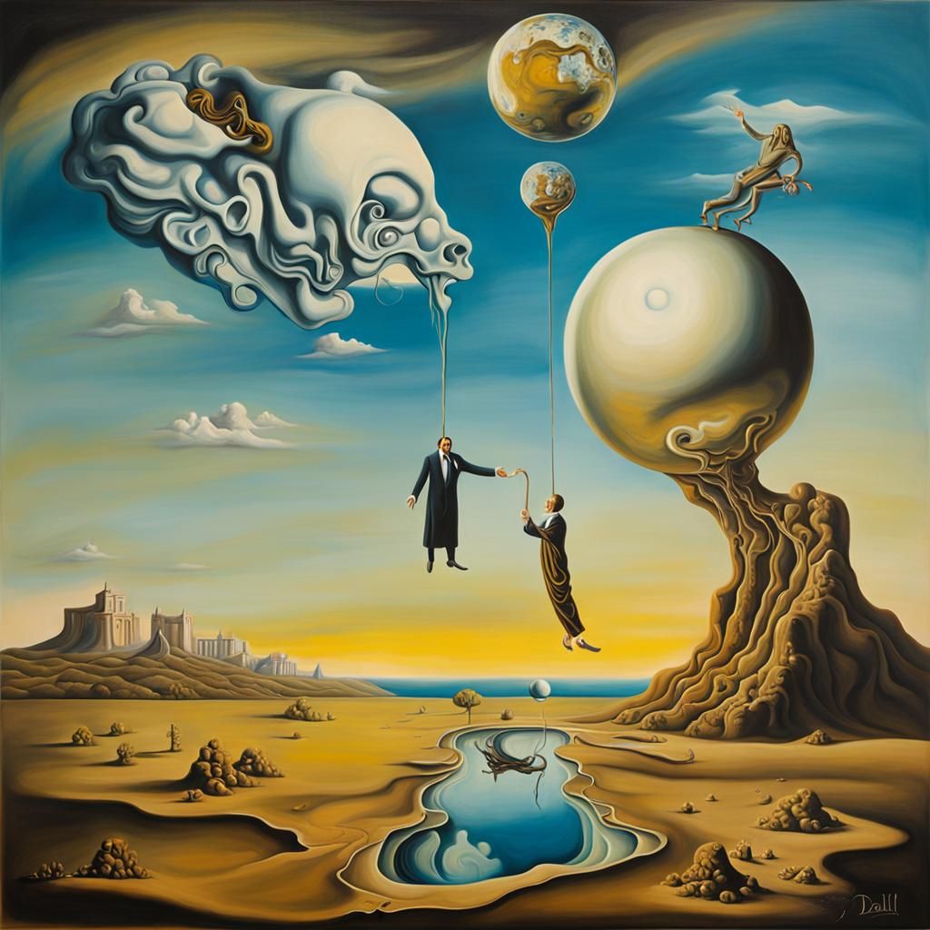 Surreal Happiness: A Dali-esque Oil Painting