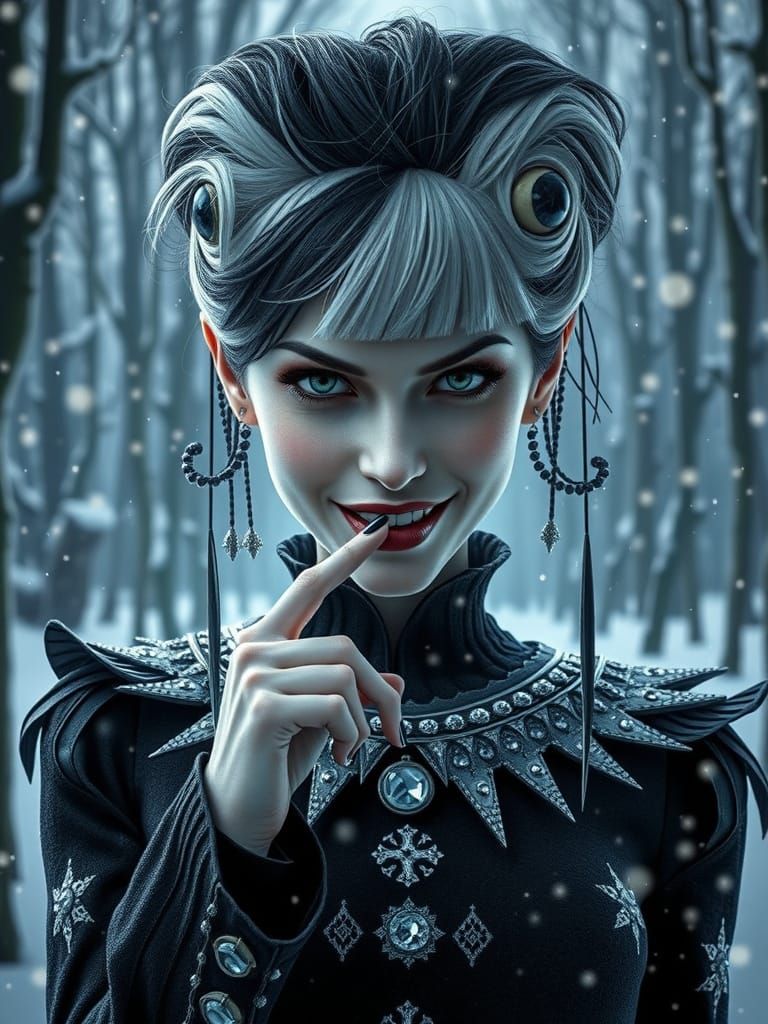 Cruella's Sinister Silence in a Dark Winter Forest