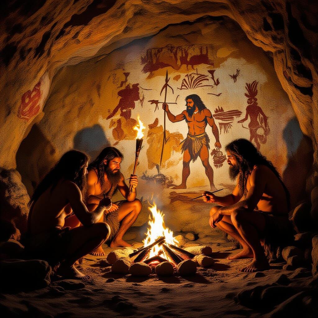 Prehistoric Cave Art: First Storytellers Around Fire