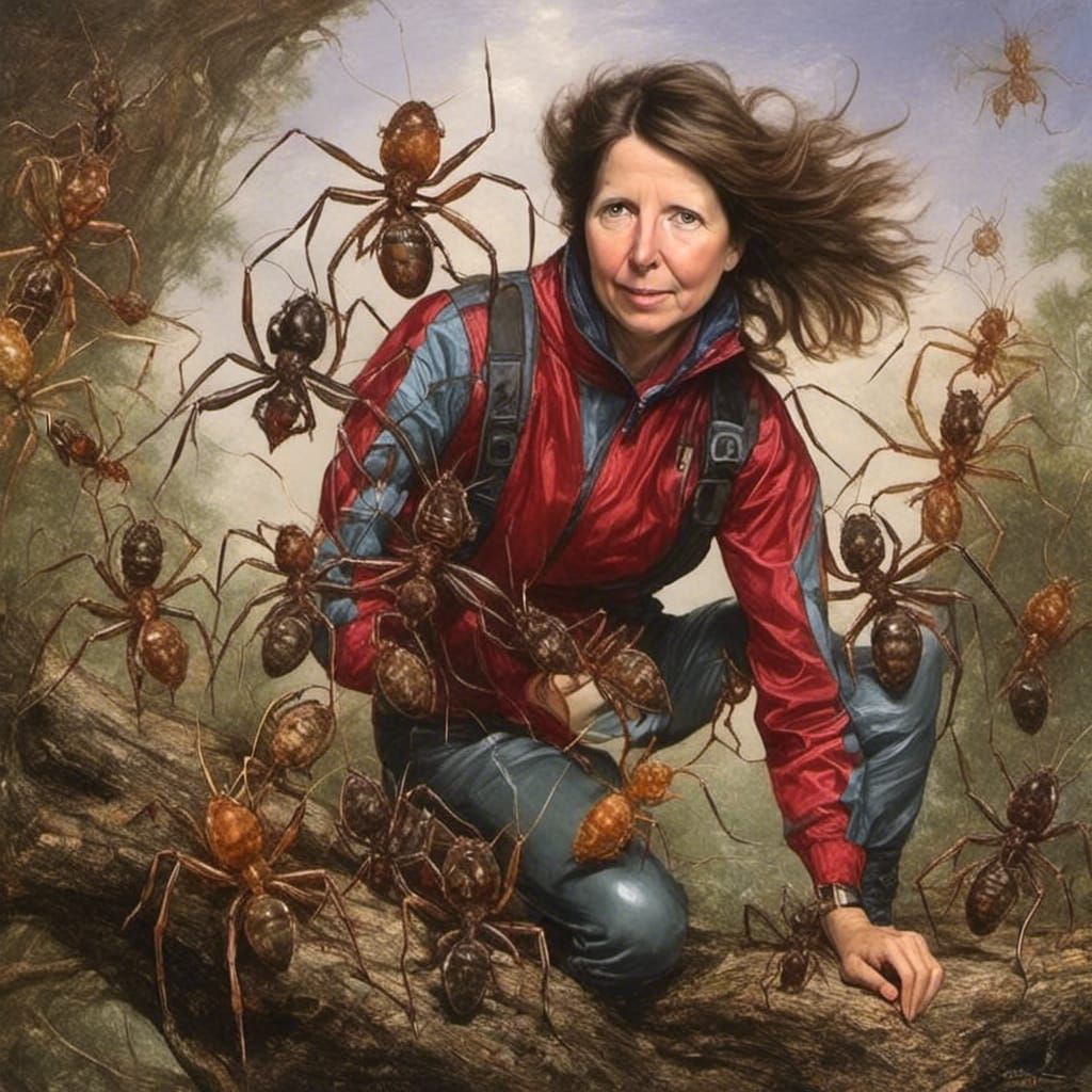 Hyper-Realistic Ant-Women in Galactic Scenery