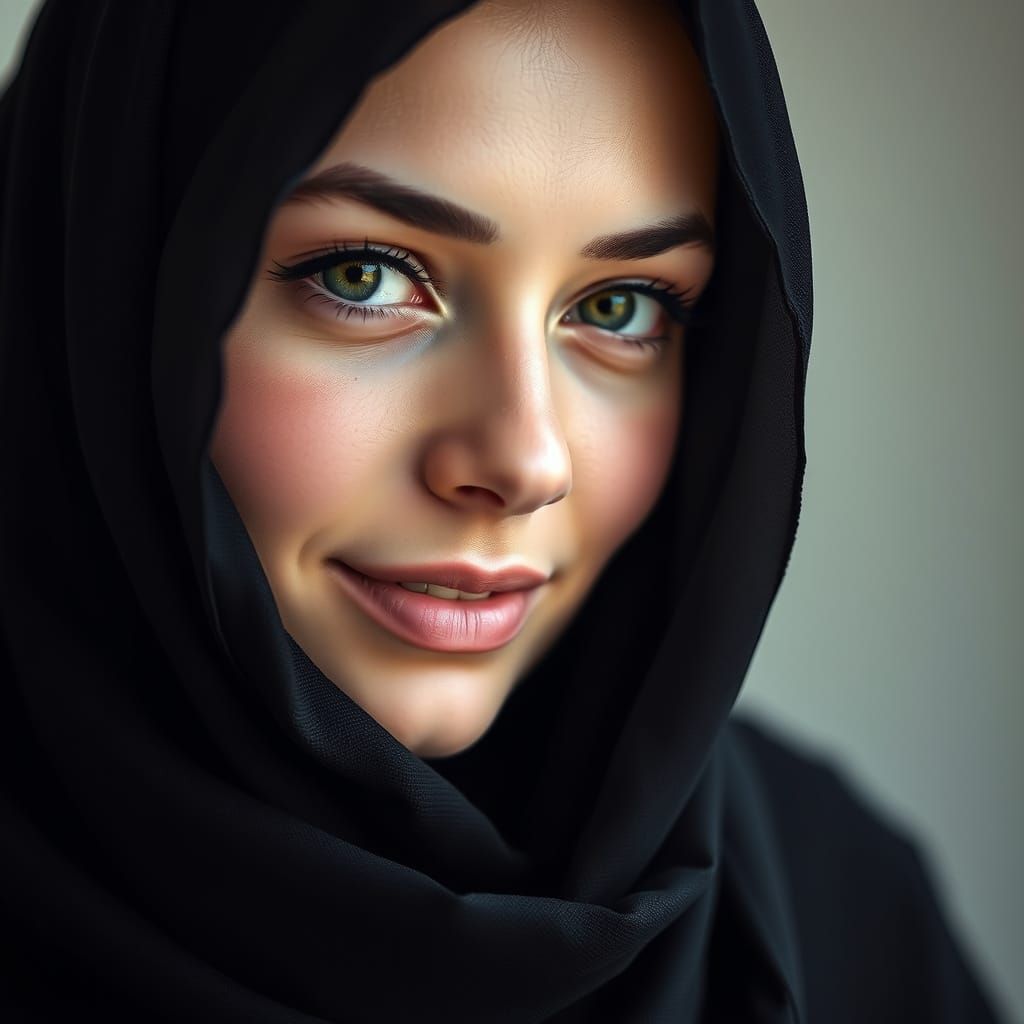 Ethereal Portrait of a Young Middle Eastern Woman in Elegant...