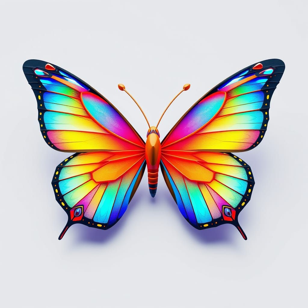 Surreal Blue Butterfly in Geometric Art Style