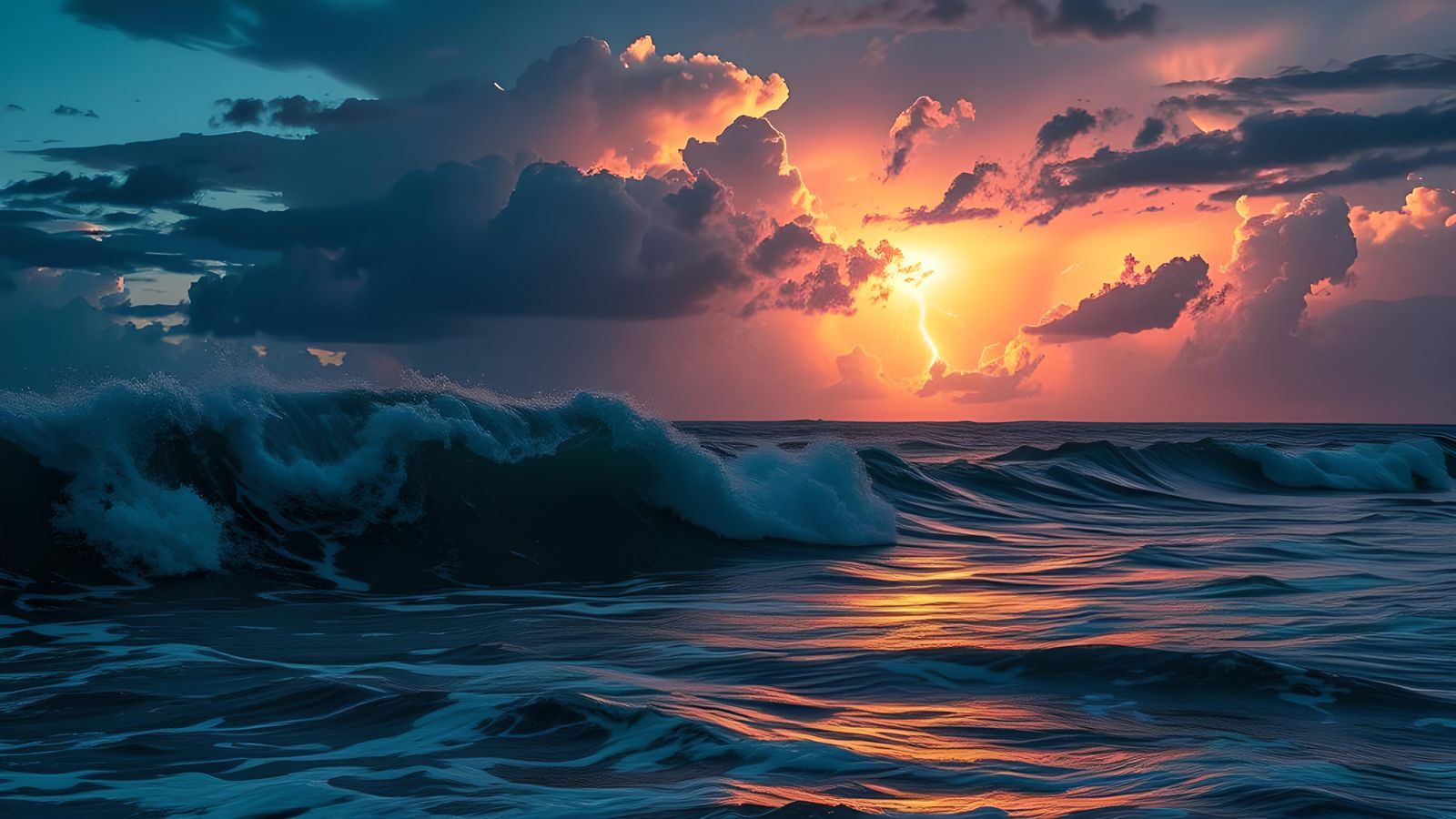 Neon Lightning Storm on Alien Planet