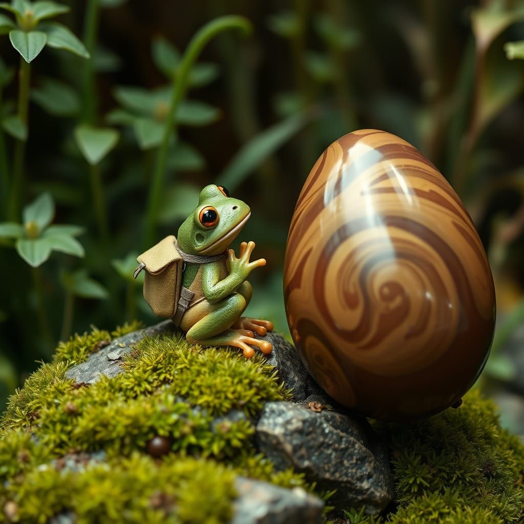 Frog's Surprise: Giant Chocolate Egg, Storybook Illustration