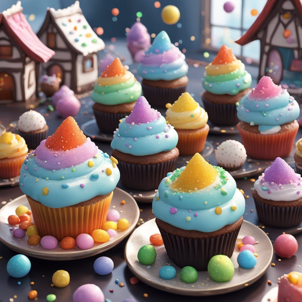 Vibrant Anime-Style Festival of Whimsical Pudding Characters