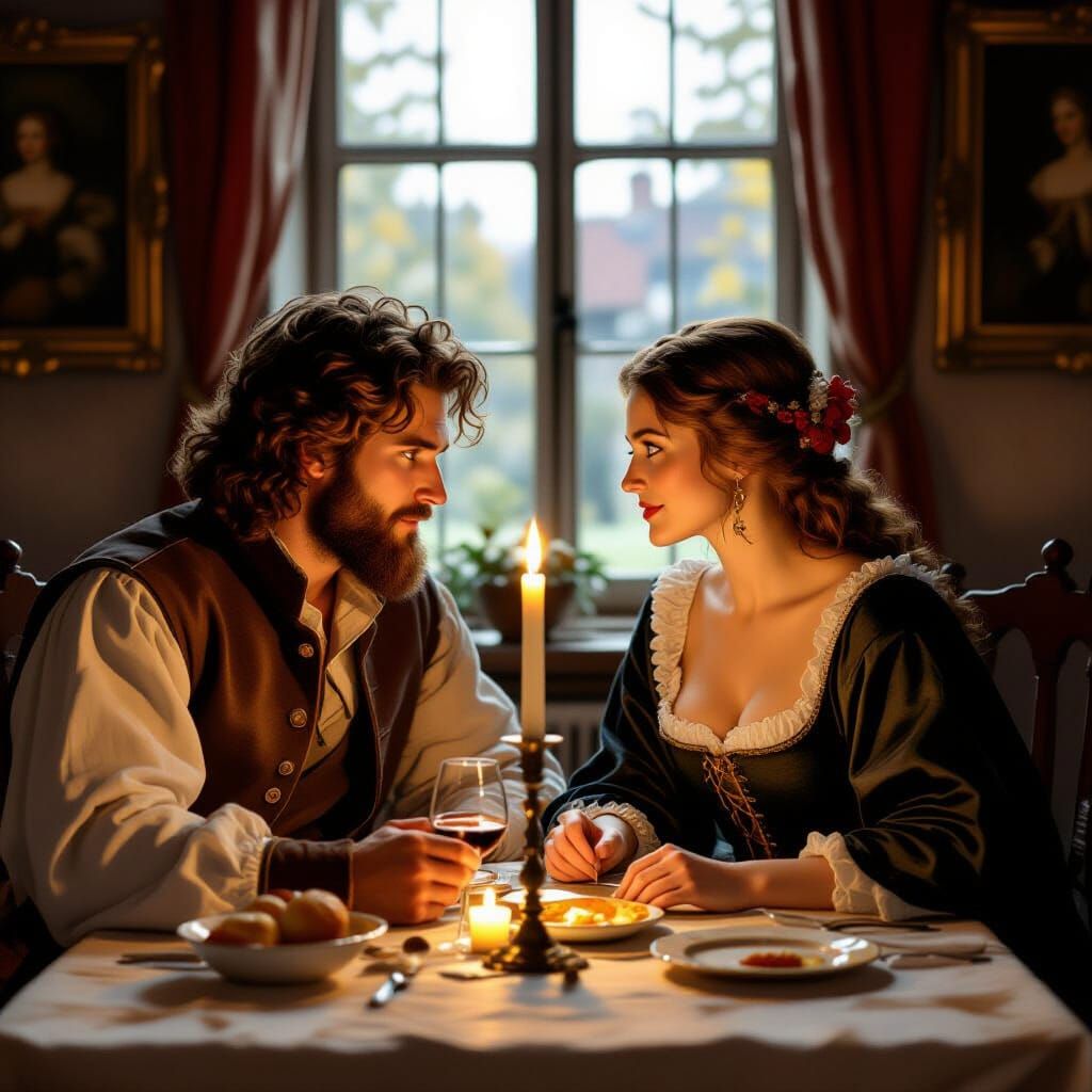Romantic Dinner Scene in Rubens Style