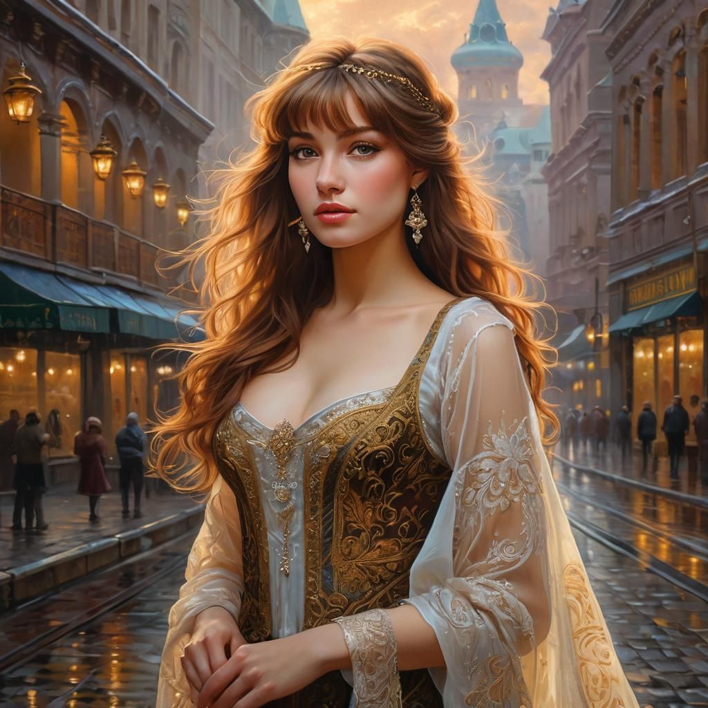 Stunning Woman Portrait in Ethereal Oil Painting Style