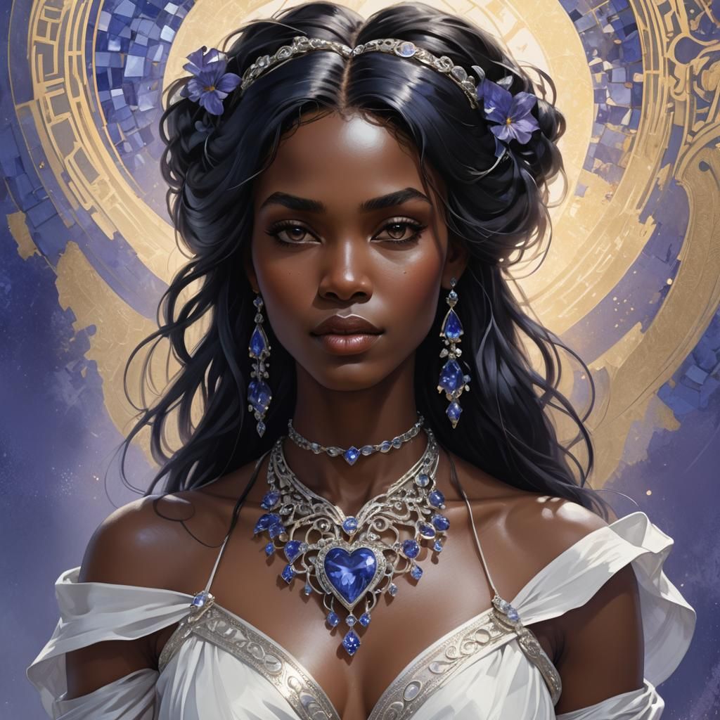 African Beauty with Tanzanite Jewels