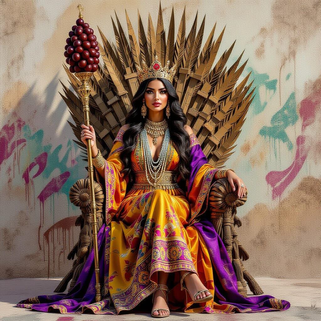 Queen of Date Palms in Graffiti Art Style