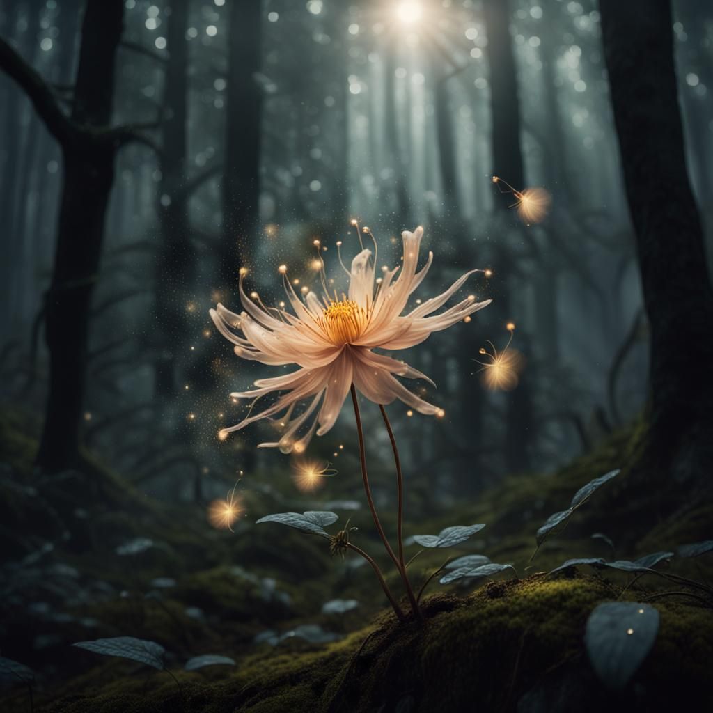 Mystical Bloom Erupts in Enchanting Forest