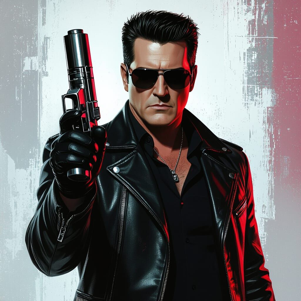 Dystopian Figure with Grenade in Cyberpunk Style