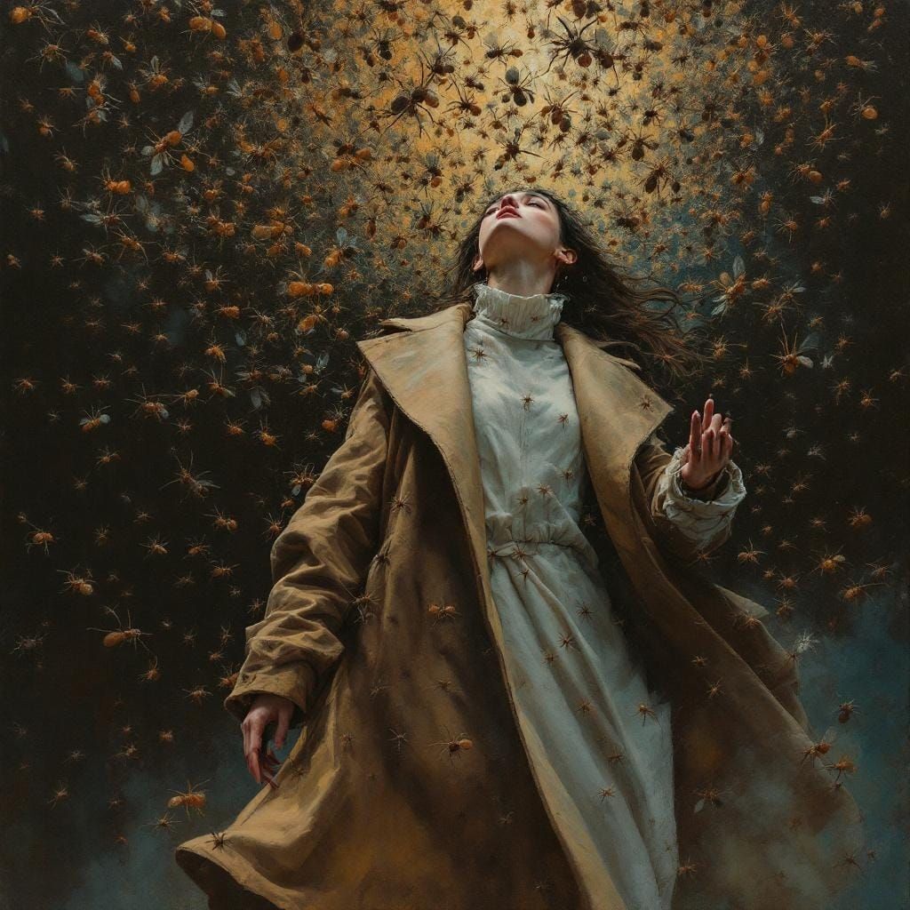 Ant Woman in Hyperrealistic Acrylic Painting