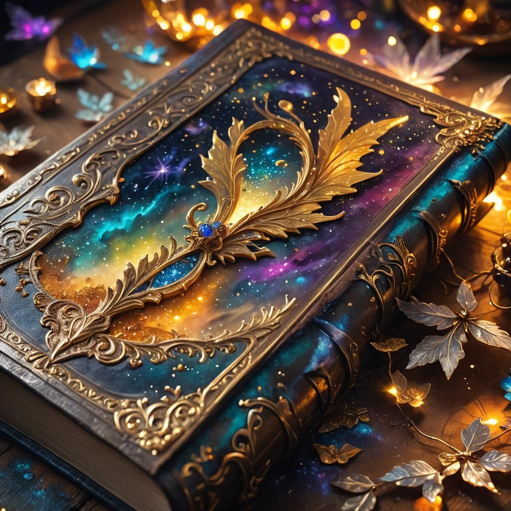 Magical Book Opening with Fairy Dust, Oil Painting
