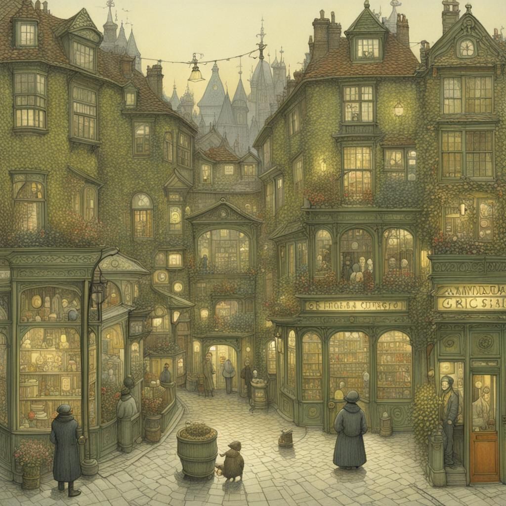 Detailed Whimsical Artwork with Atmospheric Lighting