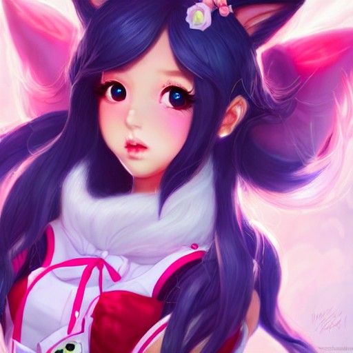 Ahri Arcade Portrait: Detailed Matte Painting