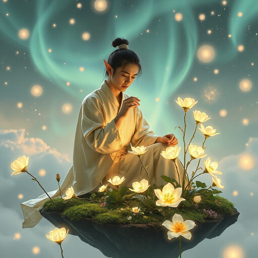 Chinese Elf's Floating Luminous Garden: Art Nouveau