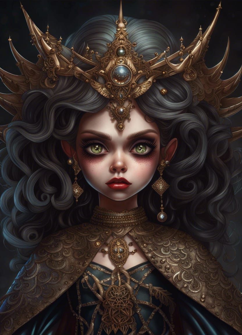 Evil Demon Girl Pinocchio in Fantasy Art Style