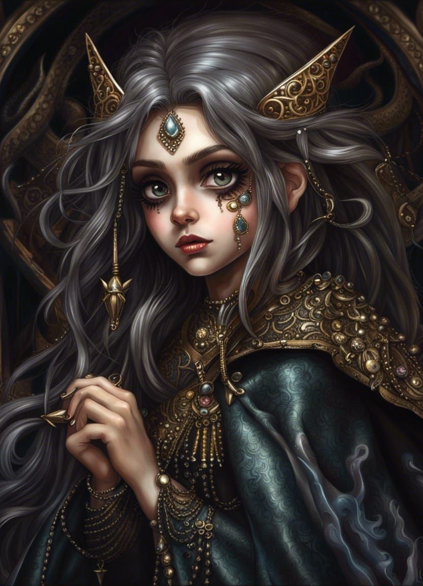 Evil Pinocchio Demon Girl in Fantasy Art Style