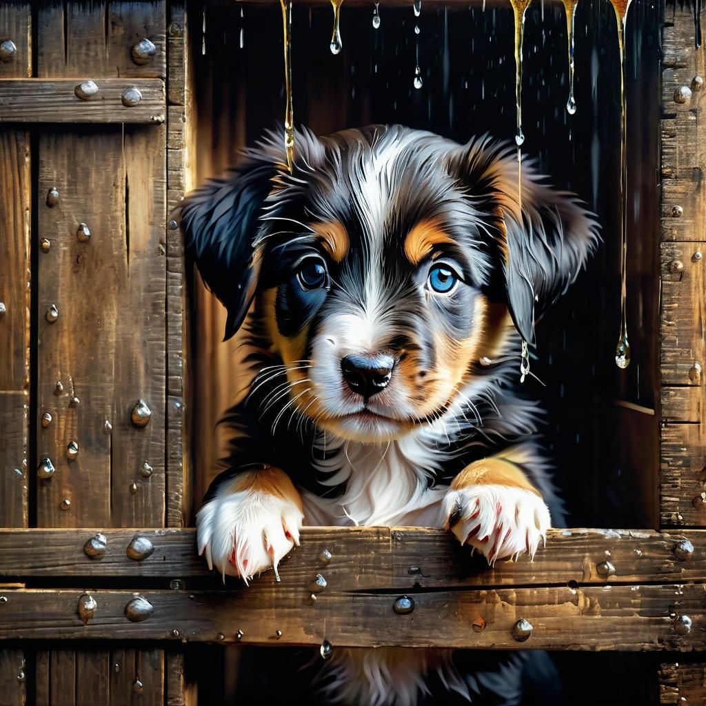 Sad Puppy Portrait in Fine Art Style