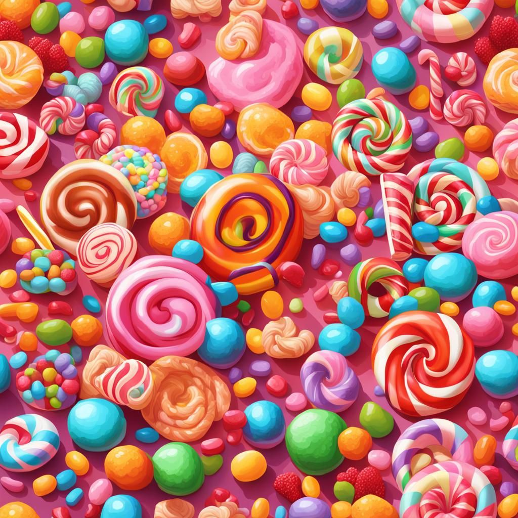 Whimsical Candy World: Digital Illustration