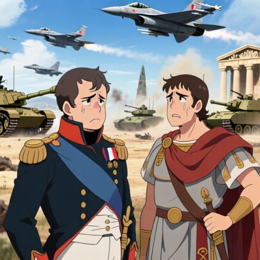 Napoleon and Alexander Observe Modern Warfare