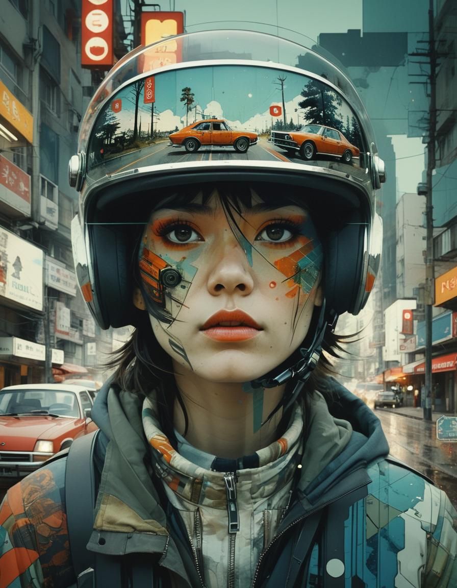 Route 66 Motorbike Roadtrip in Double Exposure