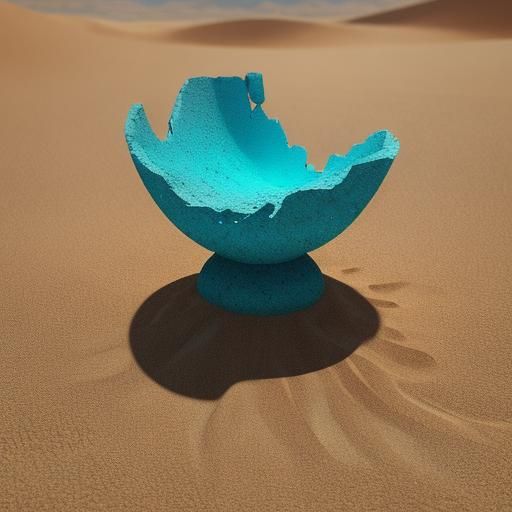 Hyperrealistic Sand Cocoon in Desert Landscape