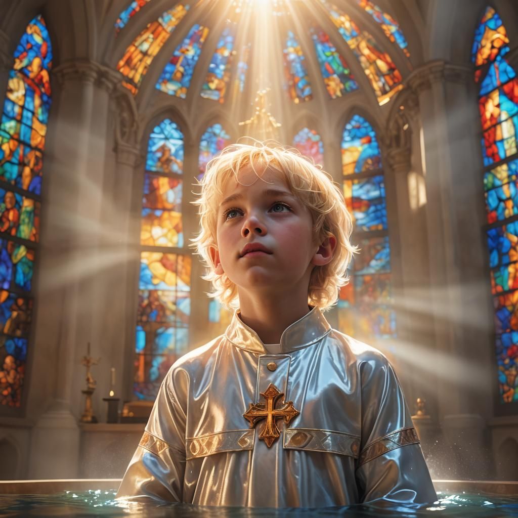 Baptism in Divine Light: Surreal Digital Art