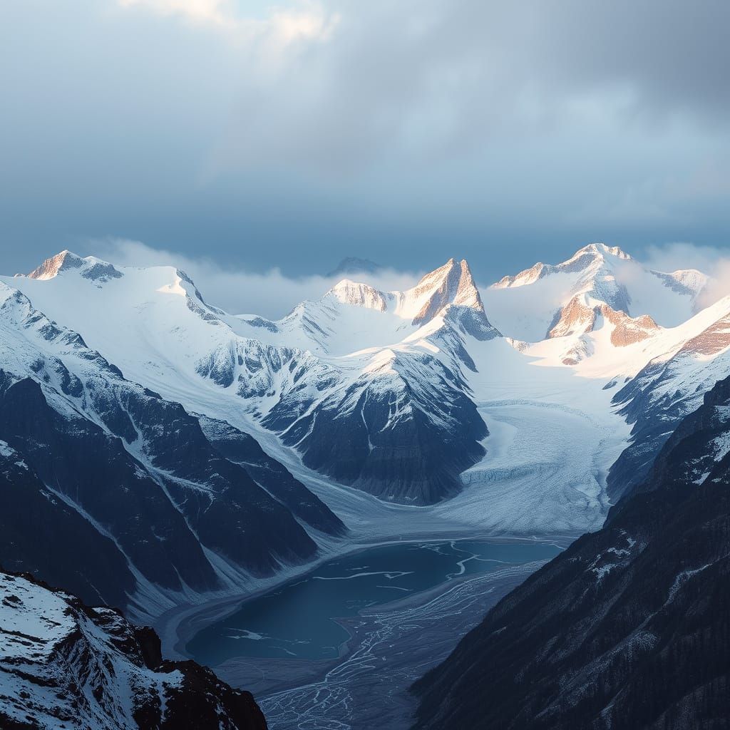 Icy Glaciers and Snow-Capped Peaks in Digital Art Style